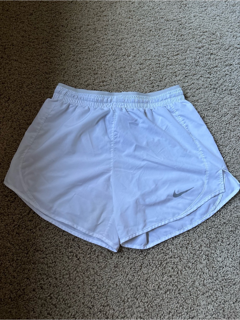 Nike Women's White Athletic Running Shorts with Reflective Swoosh